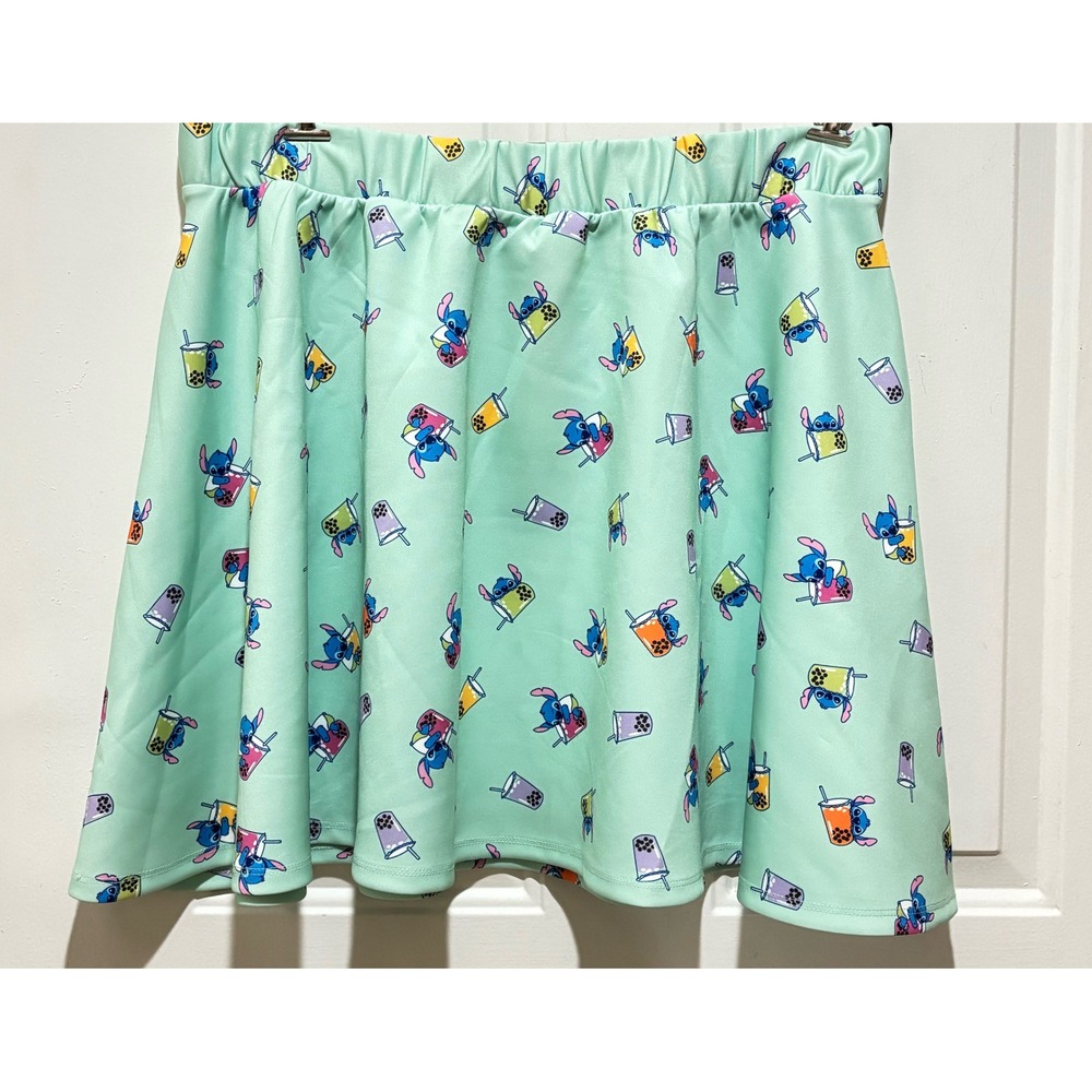Disney Lilo & Stitch Boba Tea Skater Skirt Mint Green Plus Size 2X Flared Mini